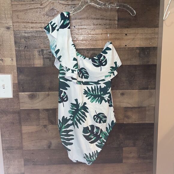 Hilor One Shoulder Palm Leaf One Piece Swimsuit, NWT - Picture 5 of 7